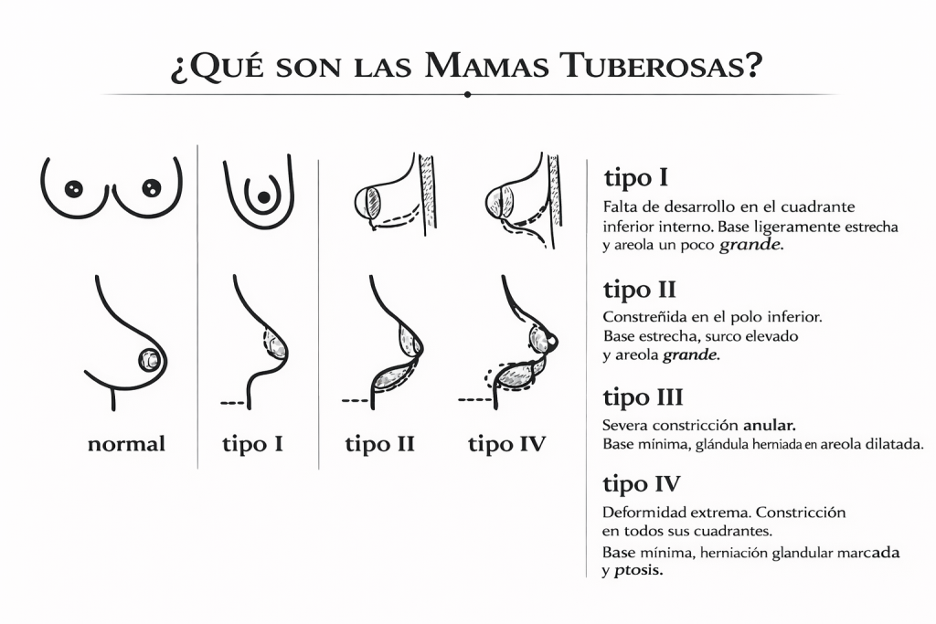 Mamas tuberosas: dibujo médico de los tipos y grados de constricción – Madrid